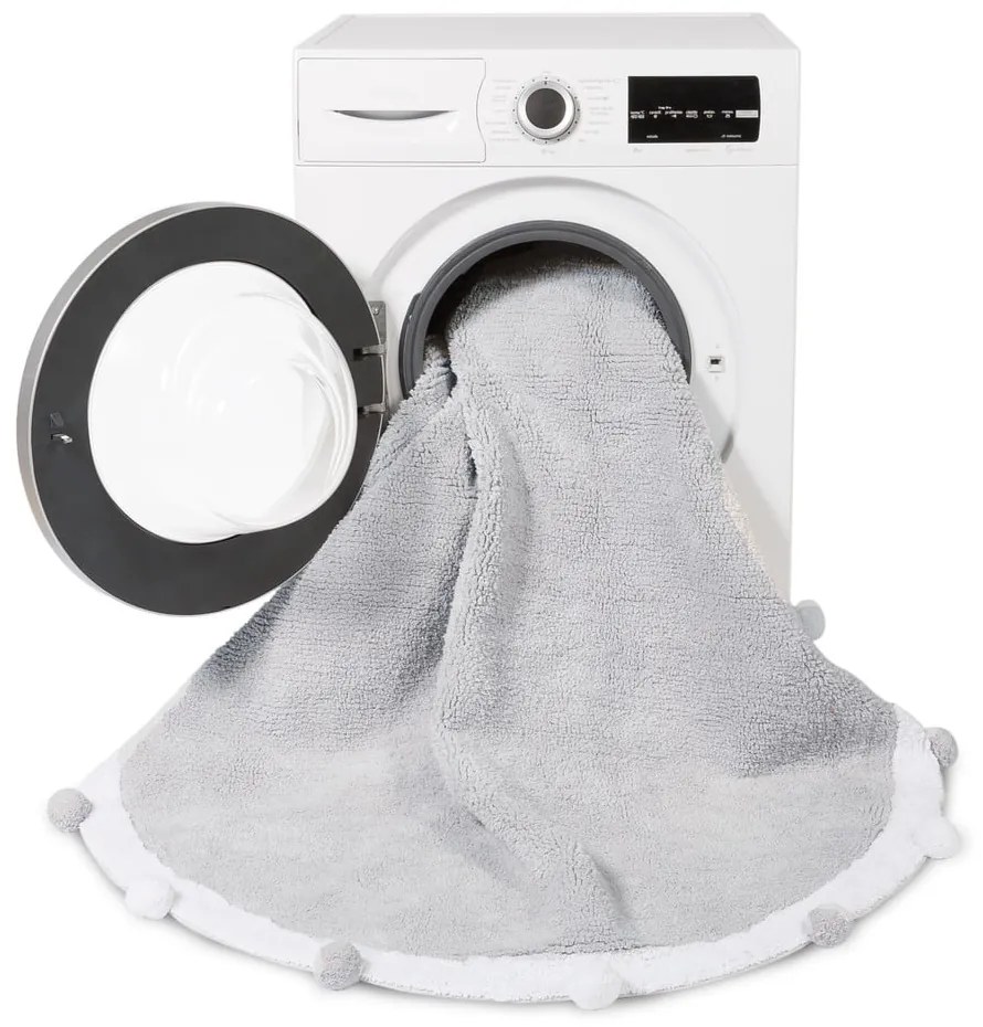 Világosszürke mosható kézi szövésű pamut gyerek szőnyeg ø120 cm Bubbly – Lorena Canals