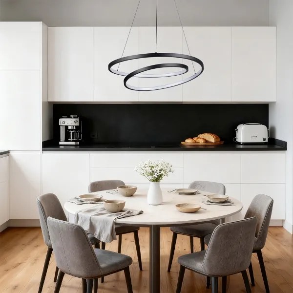 Brilagi-LED Dimmelhető kábeles csillár TWISTER LED/48W/230V átm. 50 cm fekete + távirányító