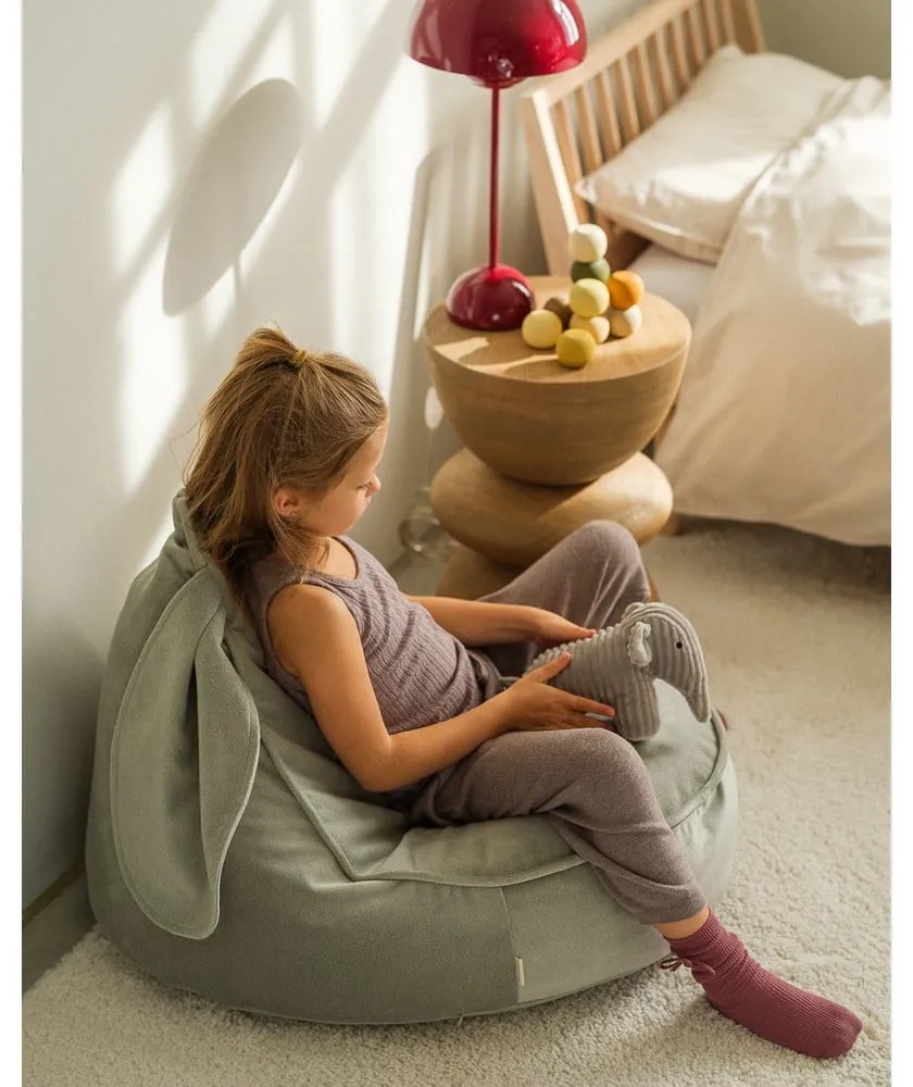 Mentazöld bársony gyerek babzsákfotel Bunny – Wigiwama