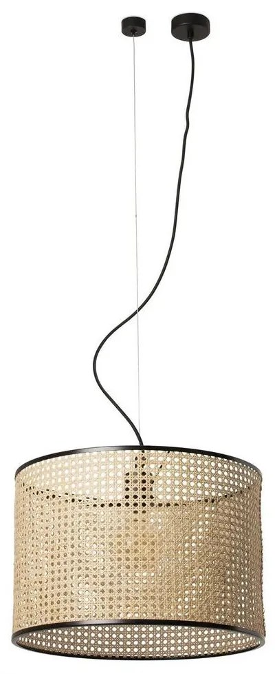 FARO 64314-49 - Csillár zsinóron MAMBO 1xE27/15W/230V á. 45 cm rattan/fekete
