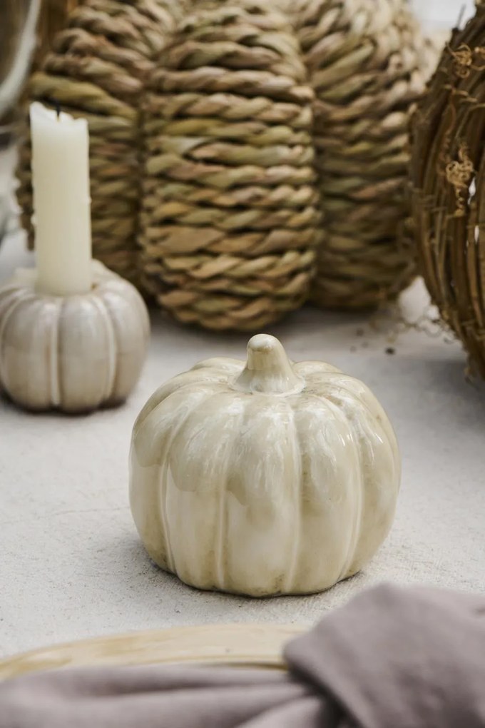 IB Laursen Kőedény dekoráció tök PUMPKIN STANDING Ø10 cm krémszínű