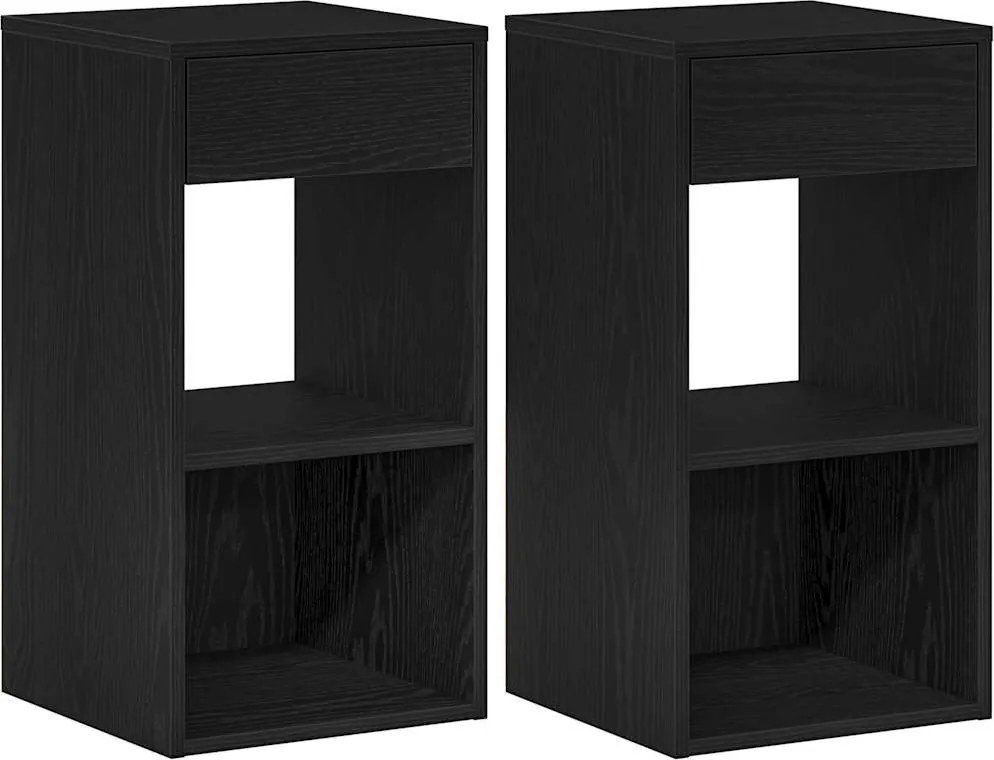 vidaXL éjjeliszekrények fiókos 2 db fekete tölgy 35x34x66,5 cm