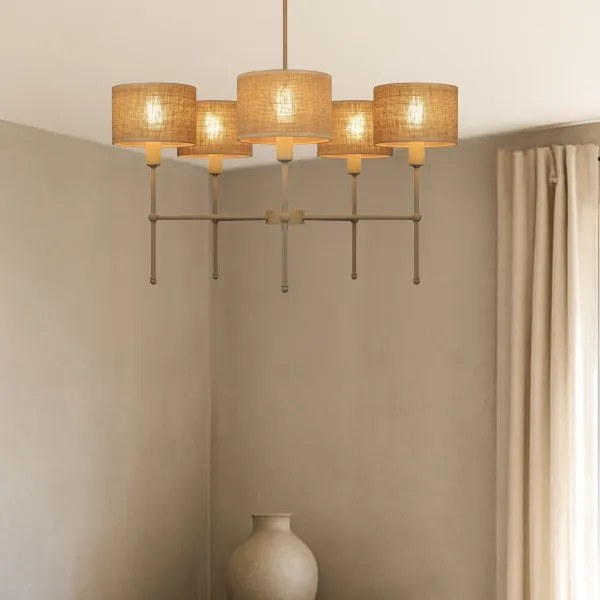 MADELA rudas csillár 5xE14/40W/230V juta/bézs