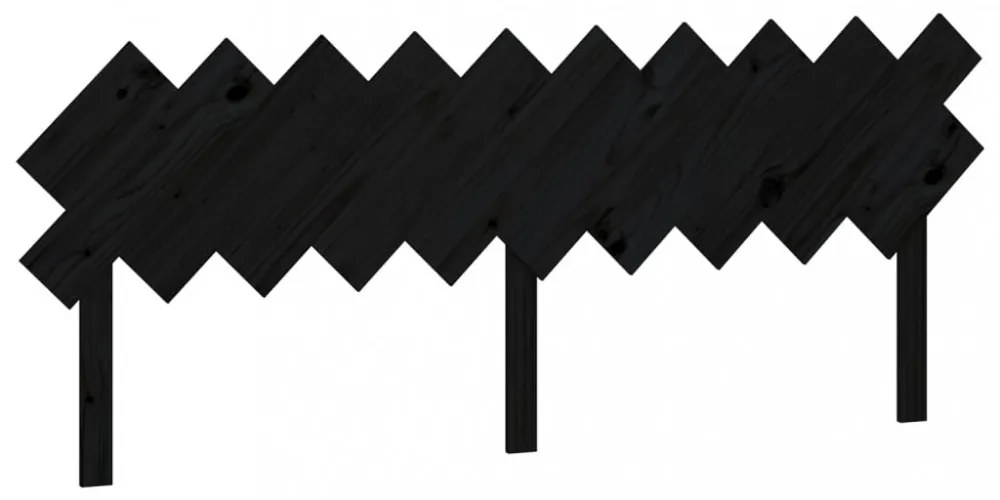 fekete tömör fenyőfa ágyfejtámla 196x3x80,5 cm