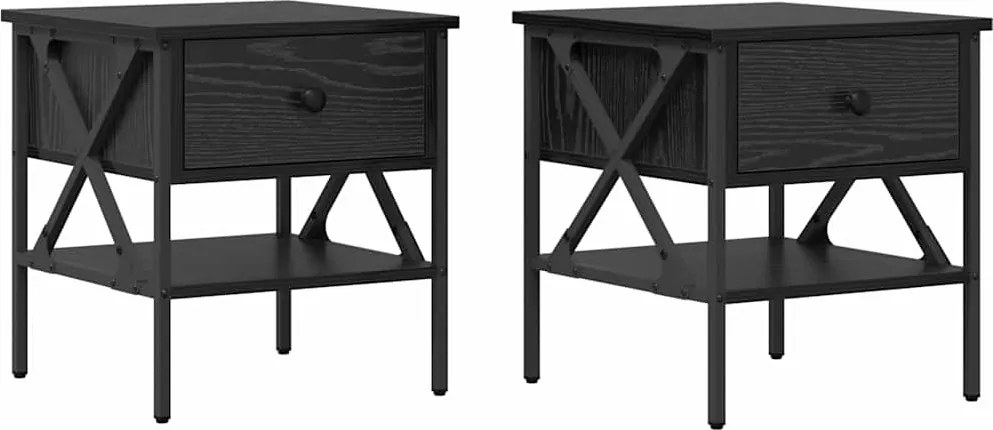 vidaXL Éjjeli szekrény fiókkal 2 pcs Musta tammi 40 x 42 x 45 cm
