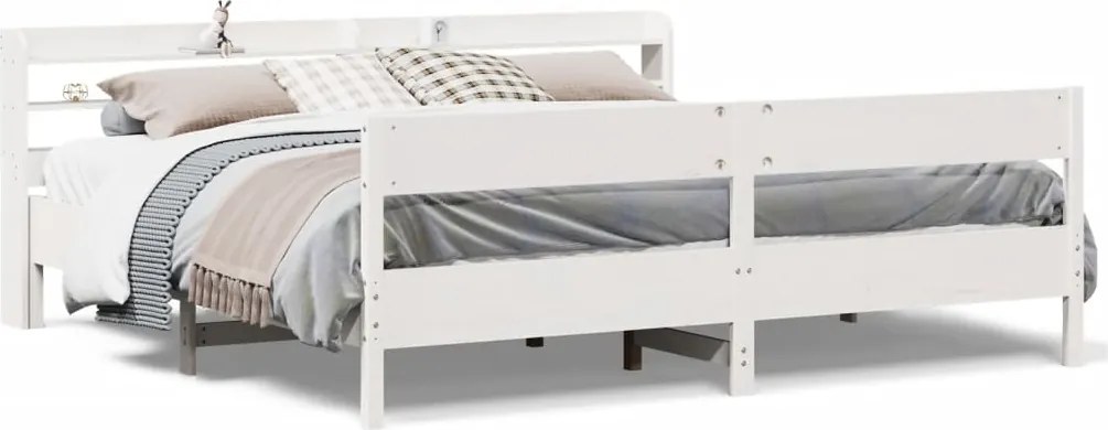 vidaXL fehér tömör fenyőfa ágy matrac nélkül 180 x 200 cm