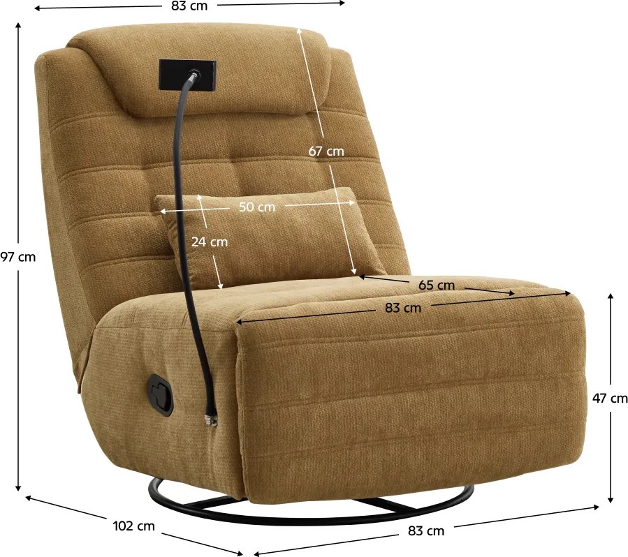 Luxus forgó fotel, hintafotel, mustársárga, UMRBO