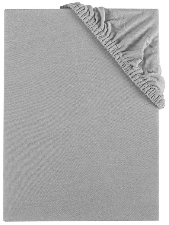 EMI szürke 100% pamutjersey gumis lepedő, 90x200-as lap