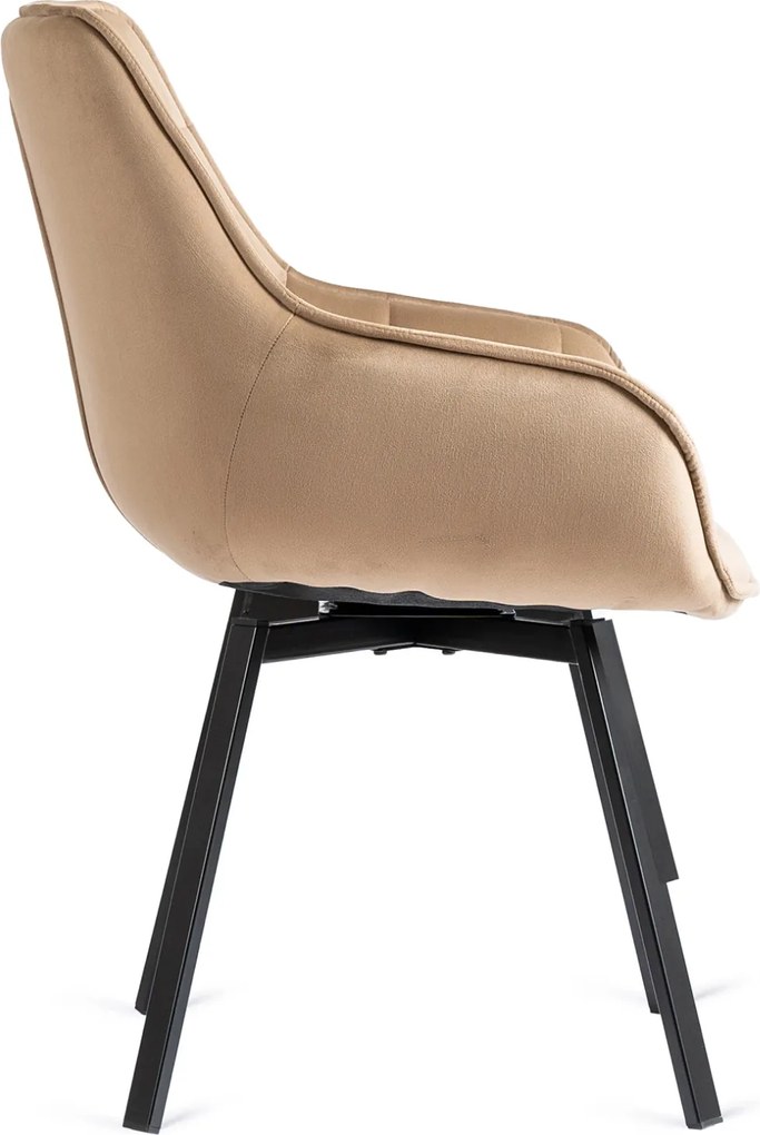 Forgó szék bézs színben, bársony kárpittal, LUNA