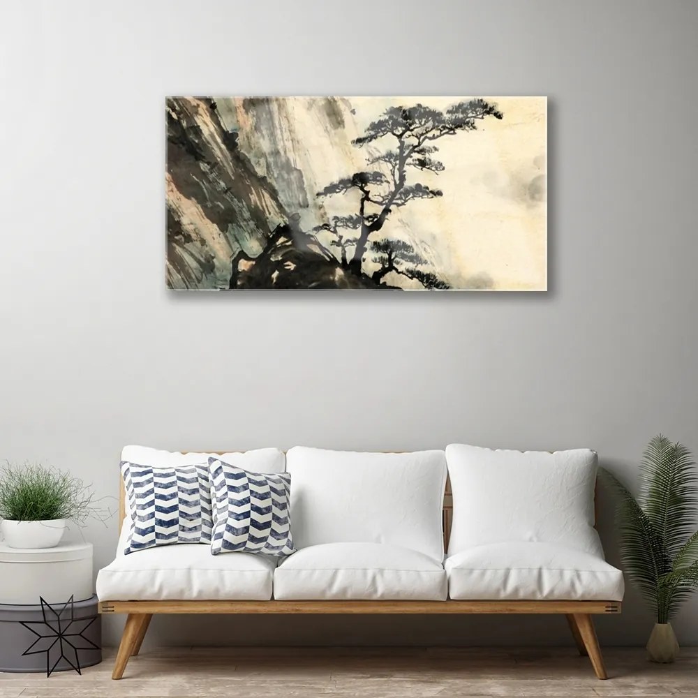 Fali üvegkép Festett fa Art 120x60cm