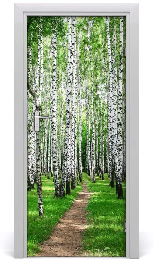 Ajtóposzter öntapadós nyírfa erdő 95x205 cm