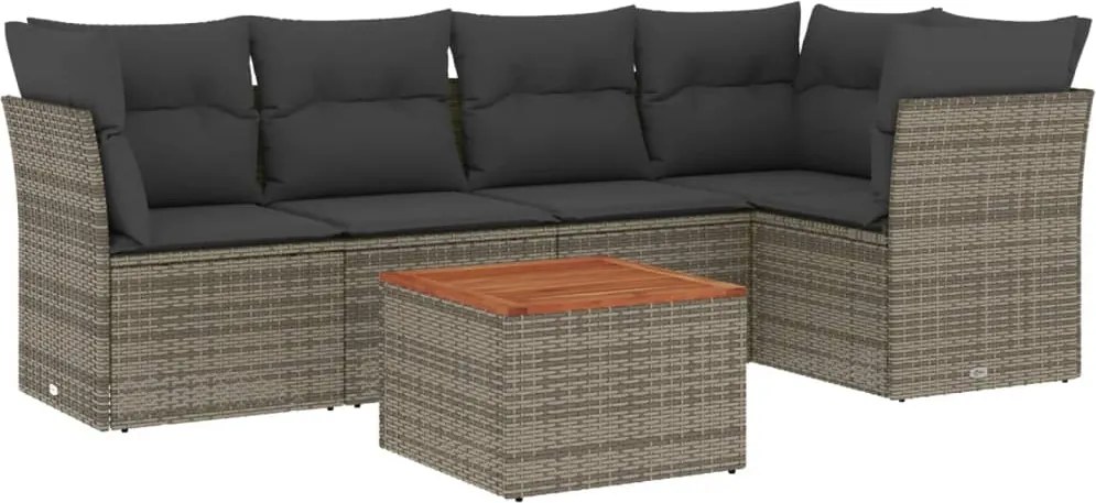 vidaXL 6 részes szürke polyrattan kerti ülőgarnitúra párnákkal