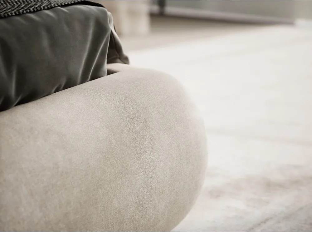 Bézs kárpitozott ágyneműtartós franciaágy ágyráccsal 160x200 cm Maumere – Maison de Rêve