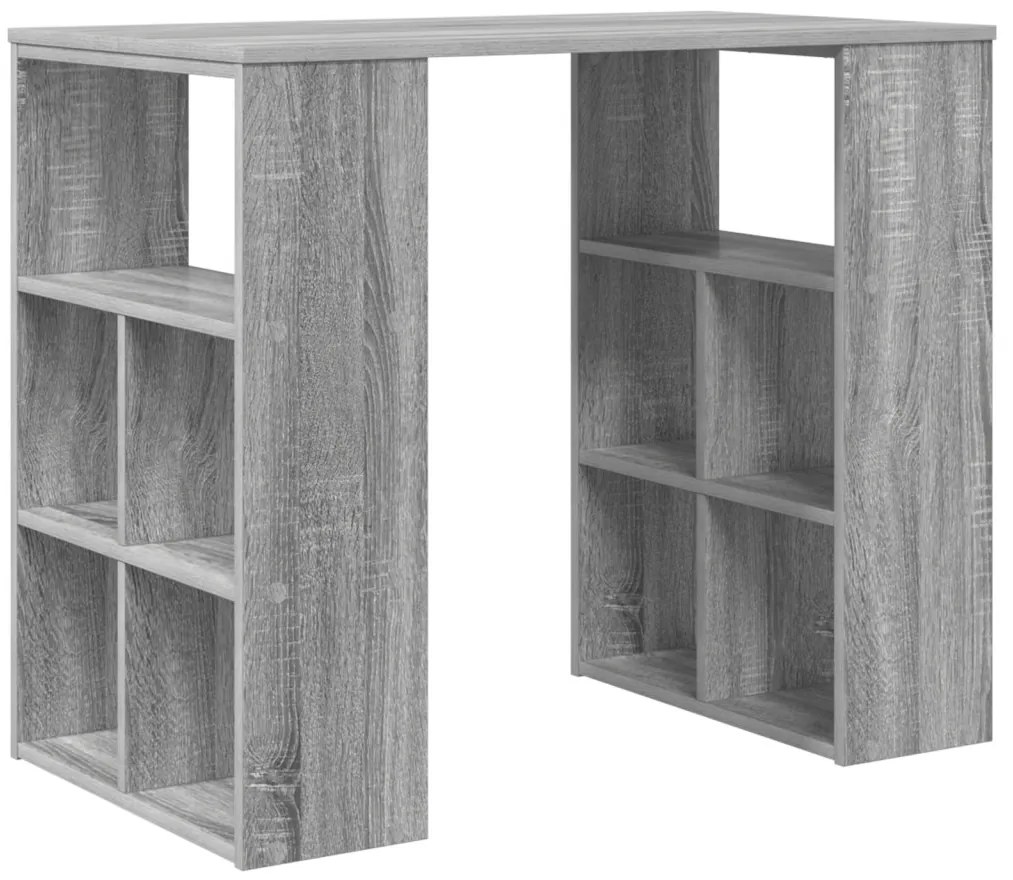 vidaXL Asztal polcokkal Szürke Sonoma 90 x 50 x 75 cm Faanyag
