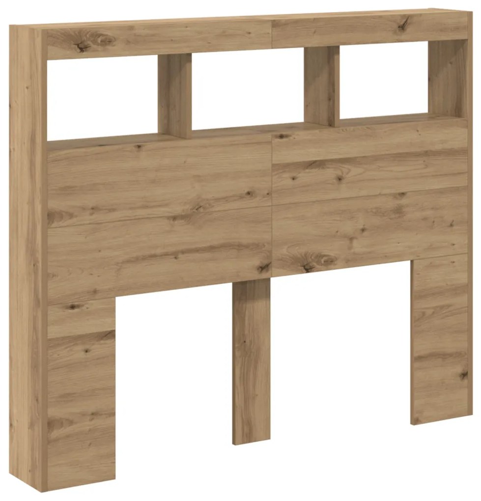 LED-es Fejtámla Szekrény kézműves tölgy 121 x 17 x 102 cm