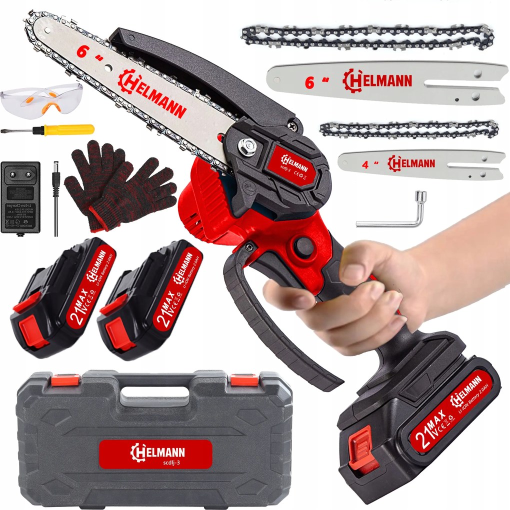Akkumulátoros Láncfűrész 4" 6" Szénkefe Nélküli Ágfűrész 2X Akku