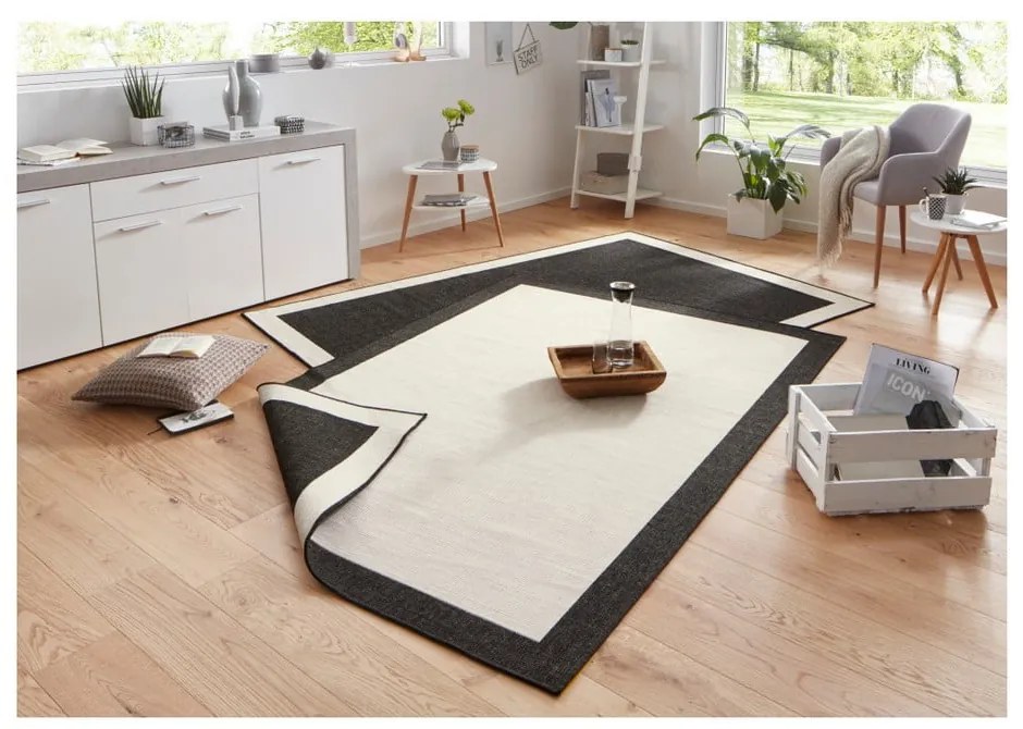 Panama fekete-krémszínű kültéri szőnyeg, 200 x 290 cm - NORTHRUGS