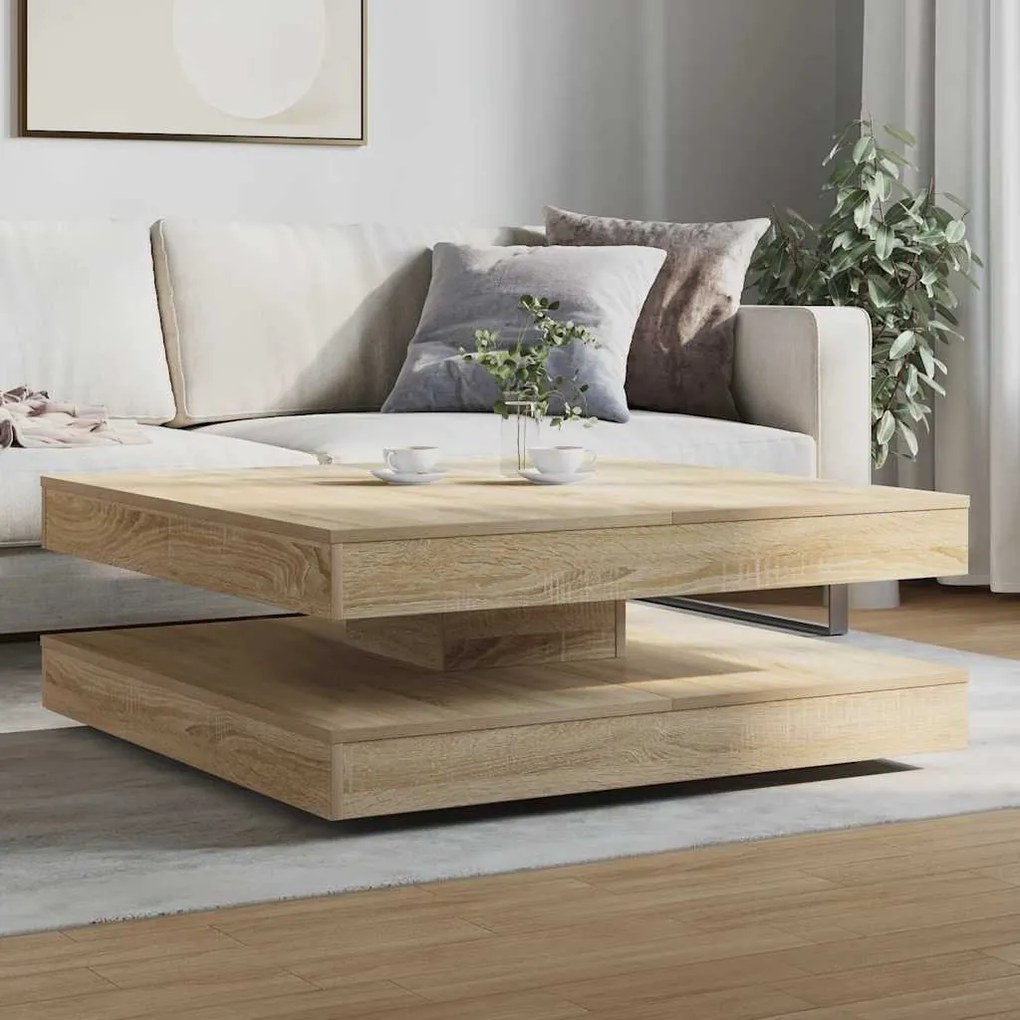 sonoma tölgy dohányzóasztal 360 fokban forgatható 90x90x34,5 cm