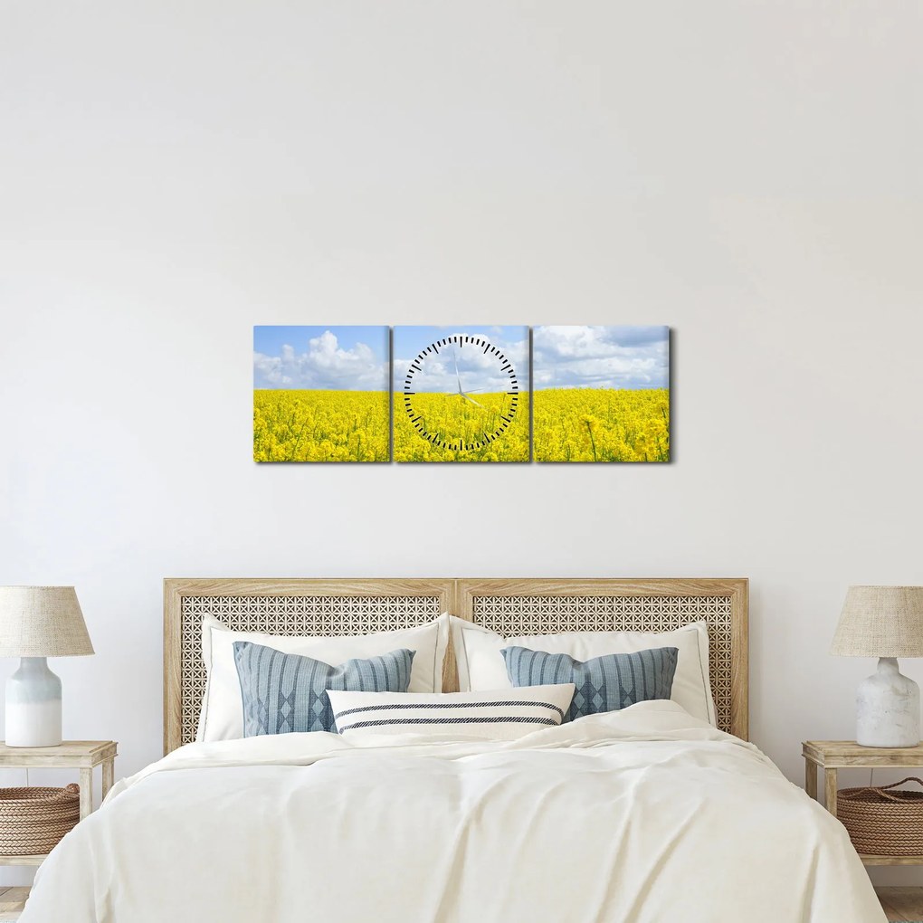 Egy sárga mező képe (órával) (90x30 cm)