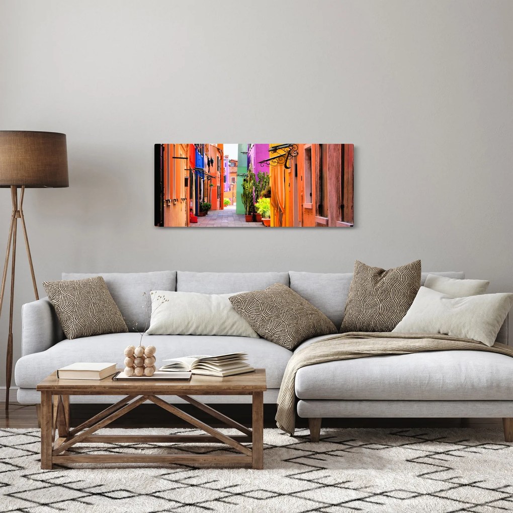 Kép - Színes ház Buranóban, Velencében (120x50 cm)