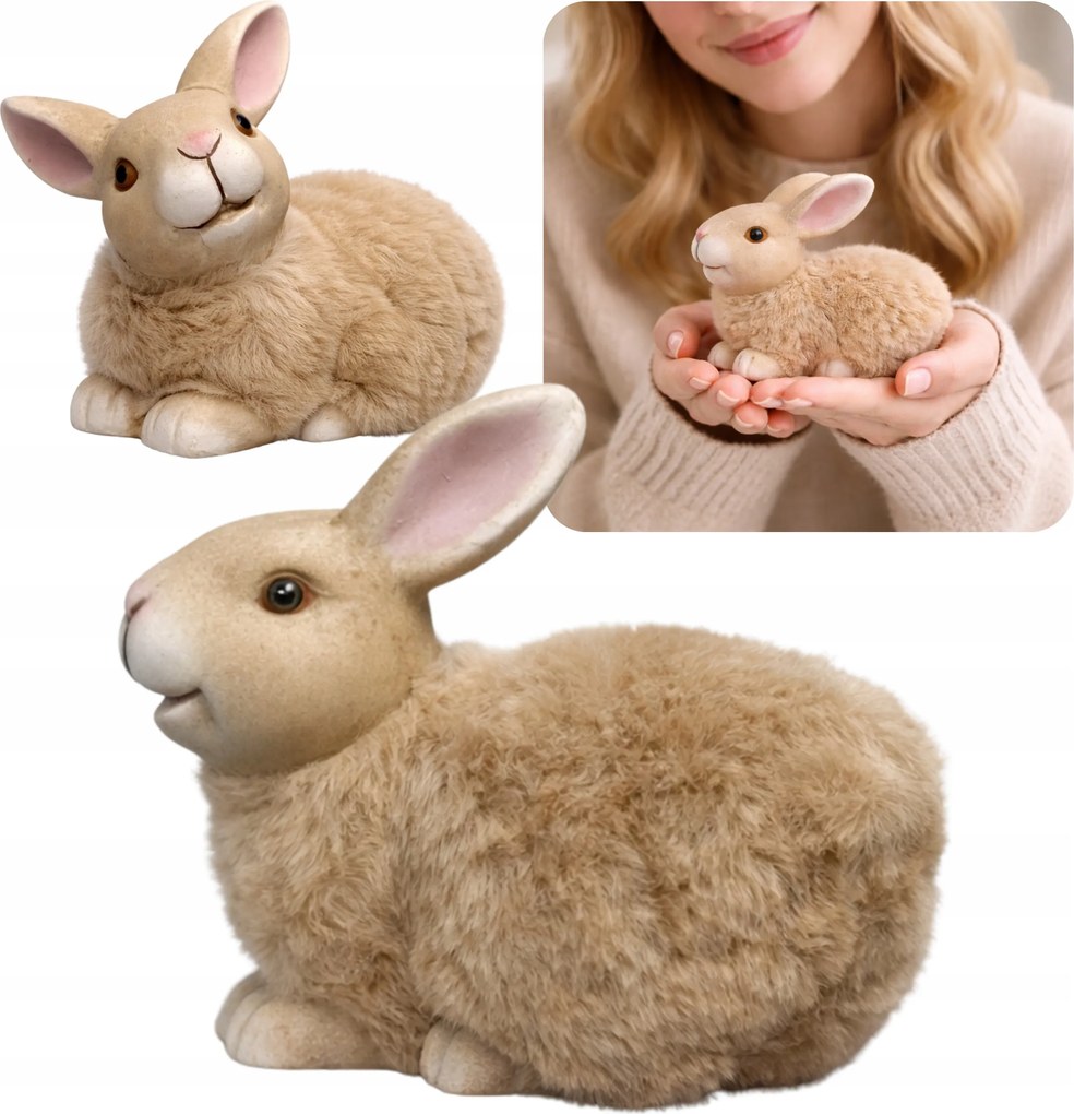 Húsvéti nyuszi figura bundával 14 cm Kerámia nyuszi dekoráció