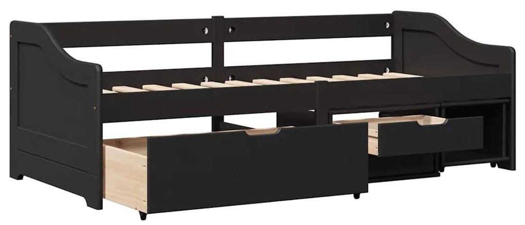 Napozóágy 3 fiókkal matrac nélkül IRUN Fekete 90x200 cm