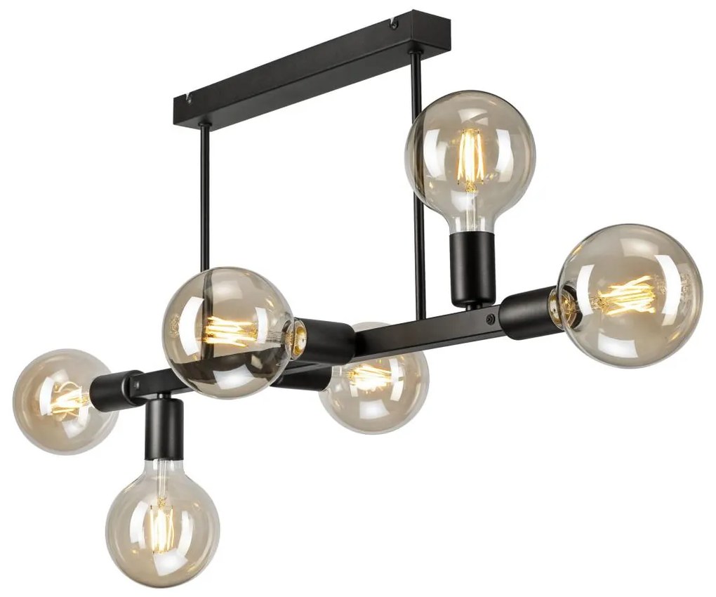 Csillár rúdon ASTRID 6xE27/60W/230V fekete