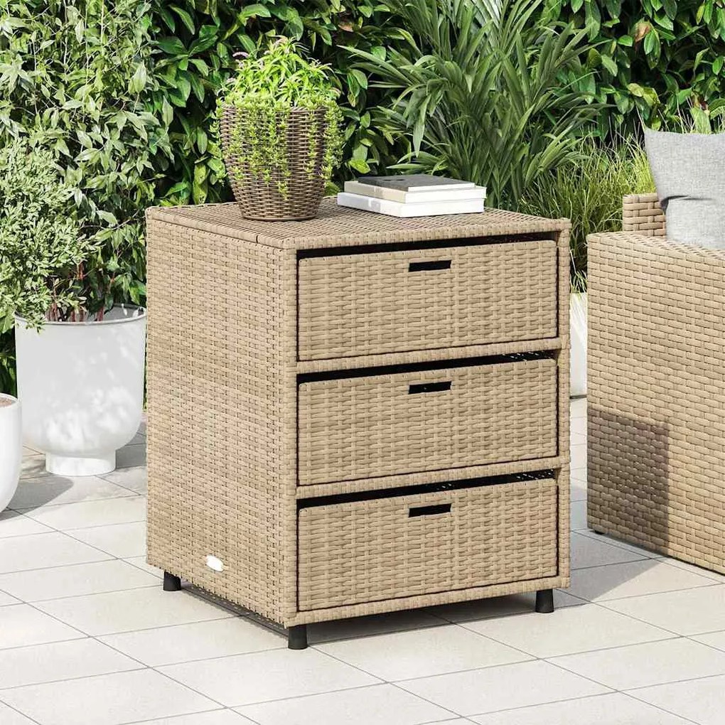 vidaXL bézs polyrattan kerti tárolószekrény 55 x 59 x 69 cm
