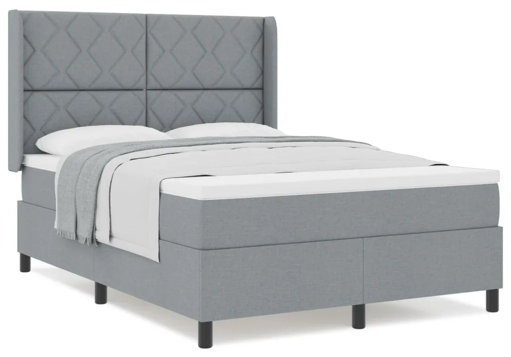 Boxspring Ágy Matracra Világosszürke 140x200 cm Szövet