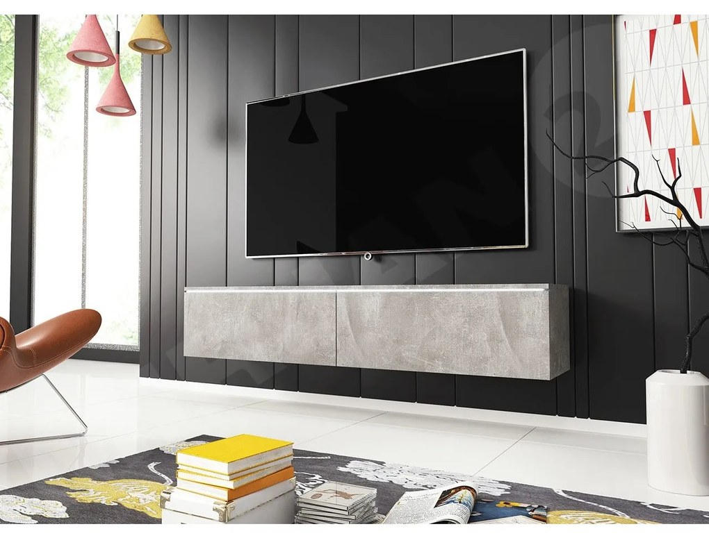 TV asztal/szekrény Dilune 140 (smart beton) (fehér LED világítás). 1053729