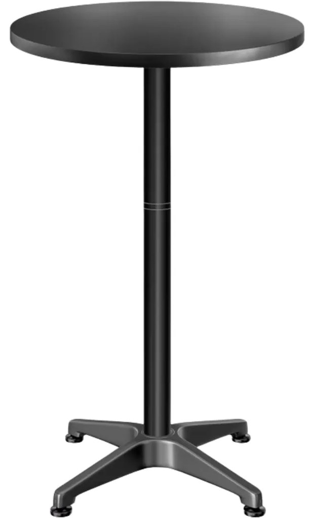 NERO állítható magasságú, alumínium bárasztal, Ø60cm, fekete Casaria