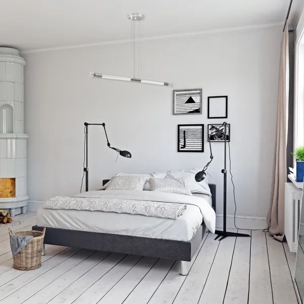 Függőlámpa BASTONE WHITE 2xE14/40W/230V fehér/fényezett króm