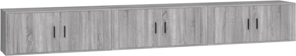 vidaXL 3 db szürke sonoma falra szerelhető TV-szekrény 100x34,5x40 cm