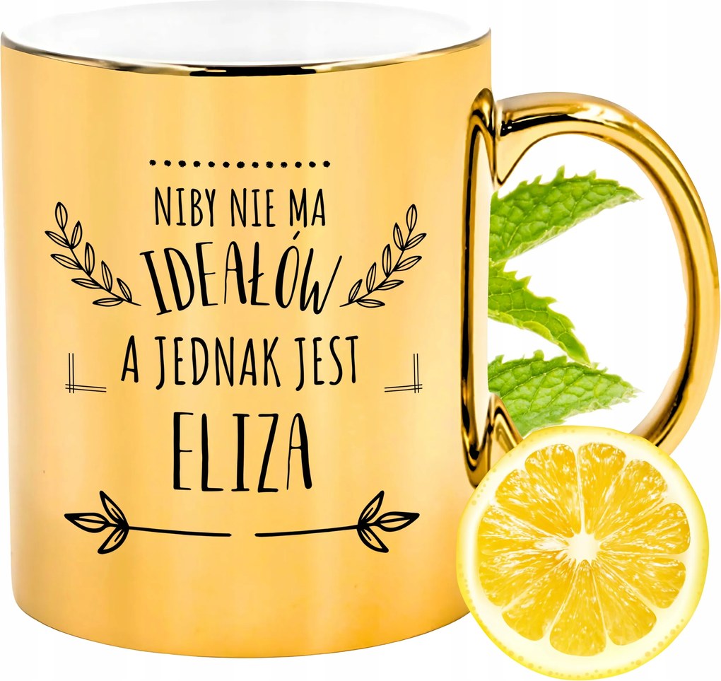 Prémium Arany Csillogó Bögre Eliza Ajándék Nyomtatott Fotóval