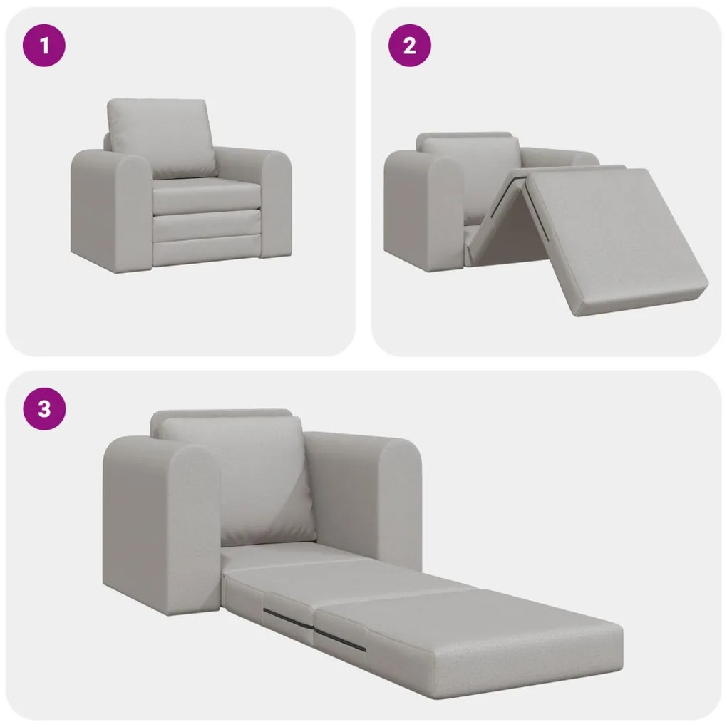 Padlós Sofa Ágy 2 az 1-ben Felhőszürke 98x71x83 cm Textil