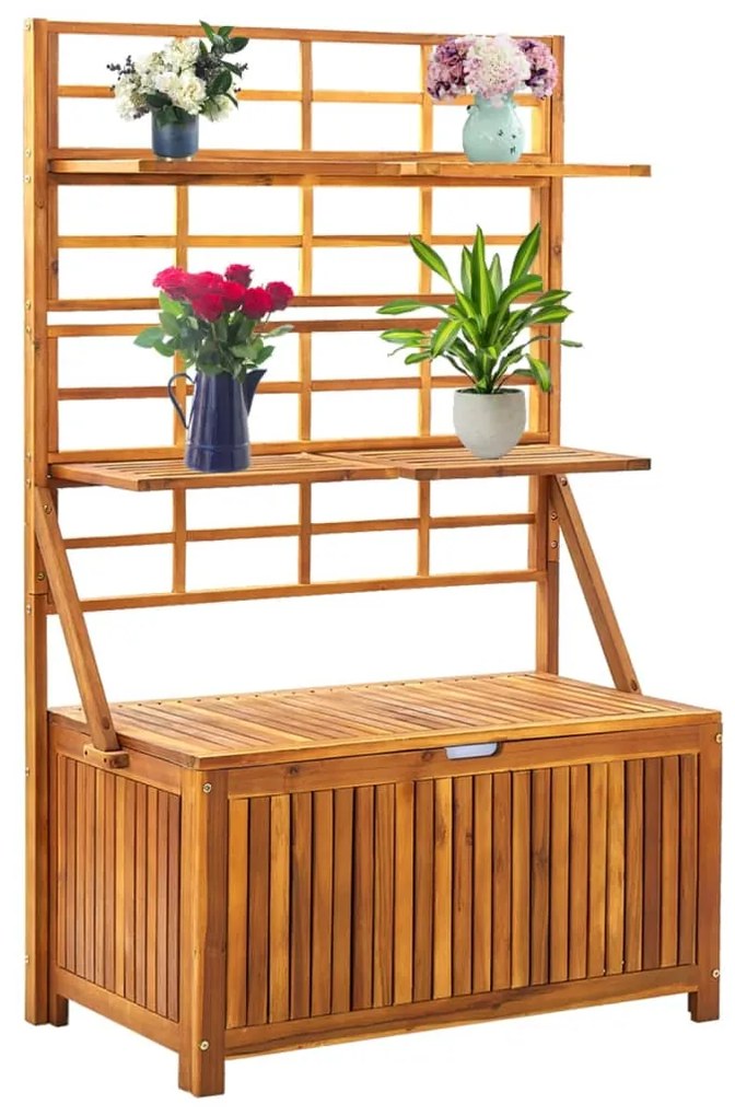 vidaXL tömör akácfa rácsos tárolóláda 99 x 55 x 160 cm
