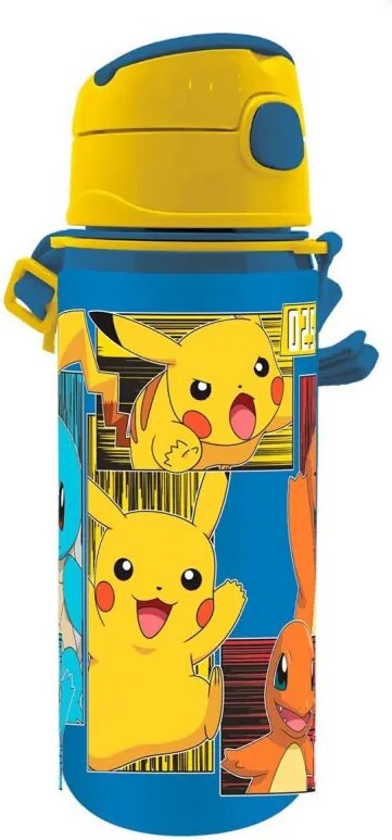 Pokémon Electric alumínium szívószálas kulacs akasztóval 600 ml