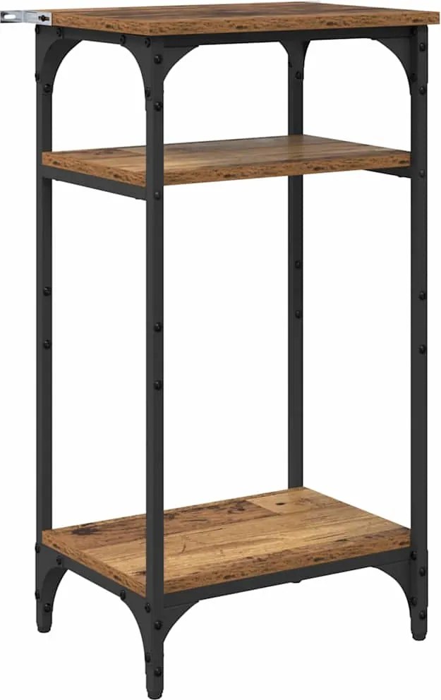 vidaXL Oldal asztal polcokkal Öreg fa 40 x 30 x 75 cm Faanyag