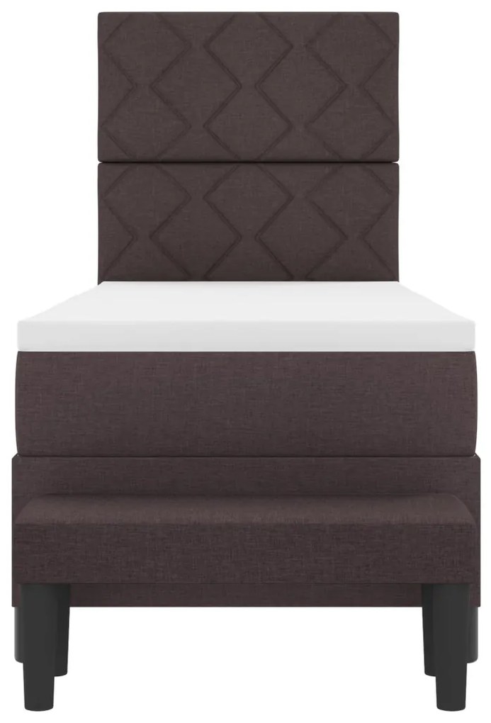 Box Spring Ágy Matraccal és Pad Sötétbarna 80x200 cm Szövet