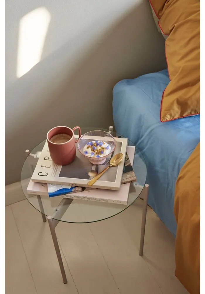 Kerek tárolóasztal üveg asztallappal ø 45 cm Beam – Hübsch