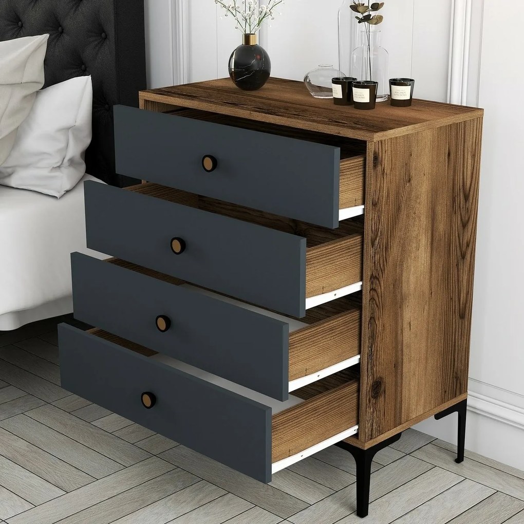 Lizbon Anthracite and Walnut komód