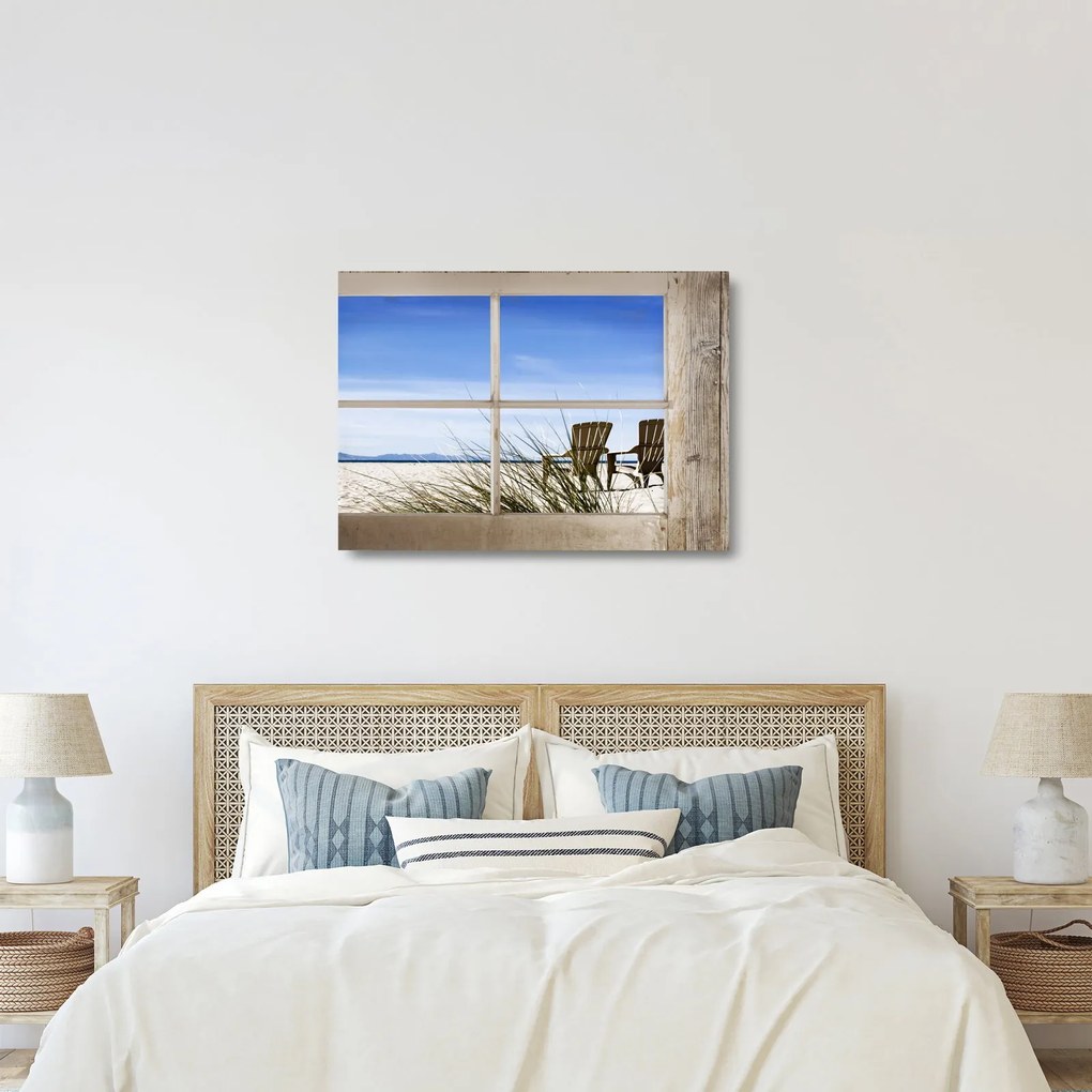 Üveg kép - A strandra néző ablak (70x50 cm)