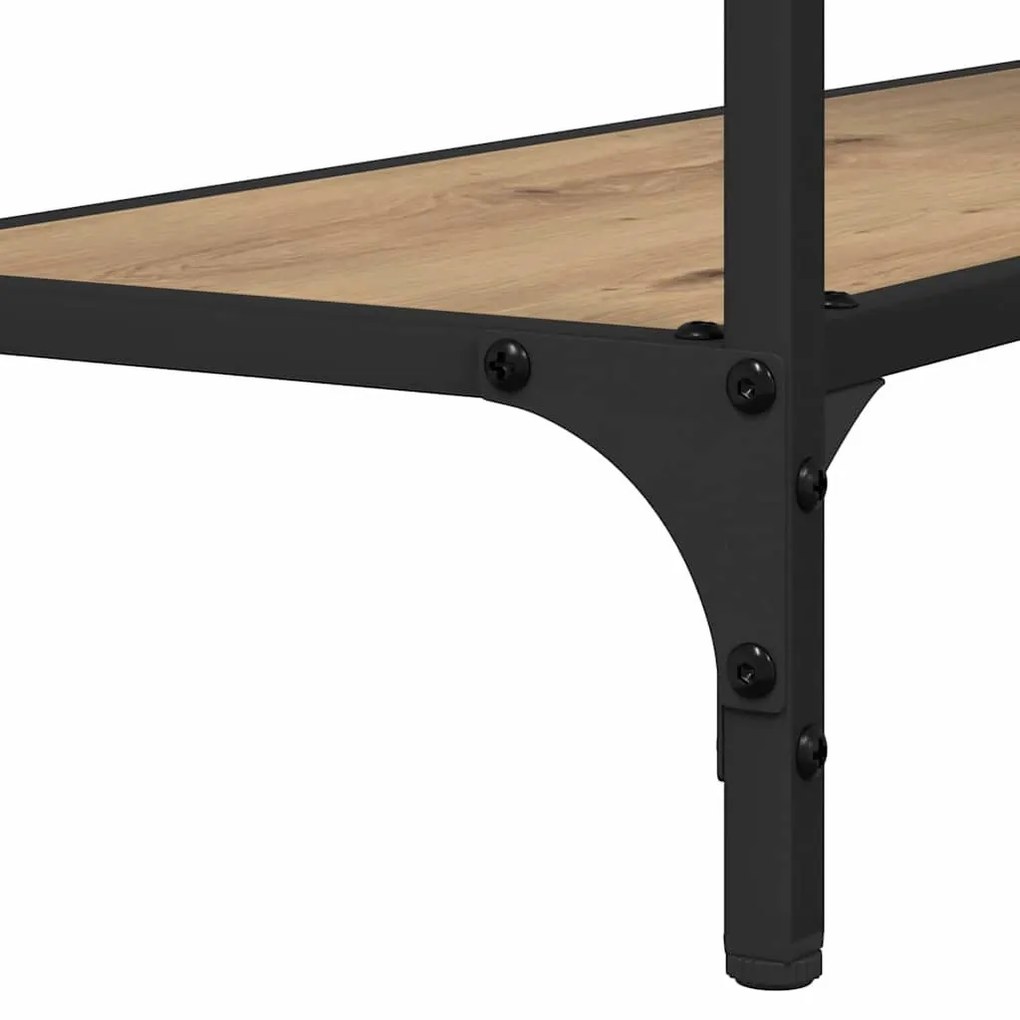 Konzolasztal polcokkal kézműves tölgy 75 x 30.5 x 75 cm Faanyag