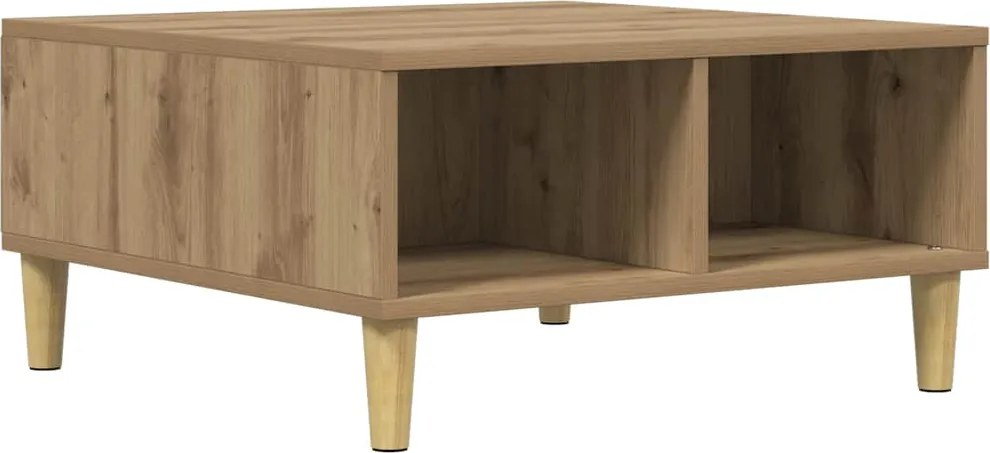 vidaXL kézműves tölgy színű szerelt fa dohányzóasztal 60 x 60 x 30 cm