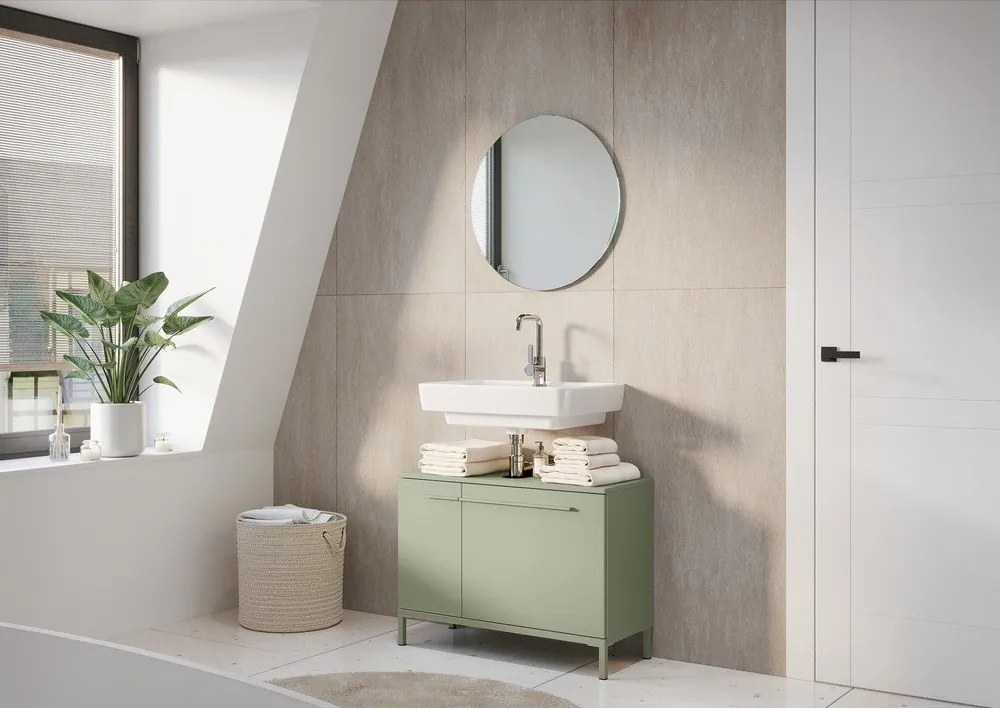 Zöld matt mosdó alatti szekrény 80x59 cm Laurino – Germania