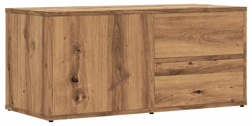 kézműves tölgy színű szerelt fa TV-szekrény 80x34x35,5 cm