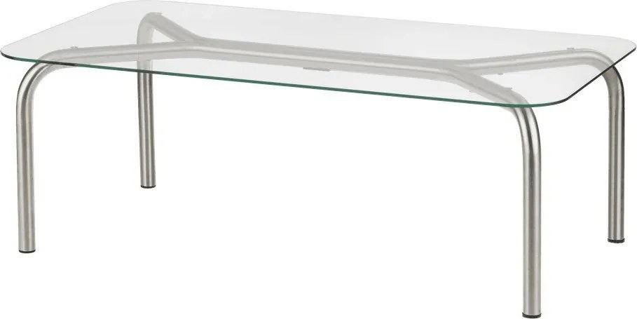 Ezüstszínű dohányzóasztal üveg asztallappal 60x110 cm Uku – noo.ma