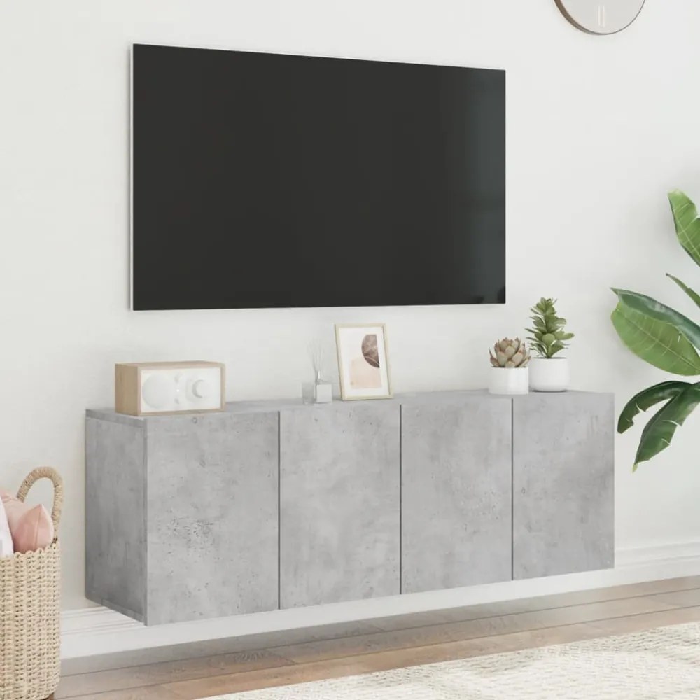 2 db betonszürke falra szerelhető TV-szekrény 60 x 30 x 41 cm