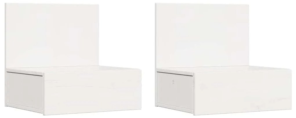 Éjjeli asztal 2 pcs Fehér 42 x 32.5 x 40 cm Tömör fenyőfa