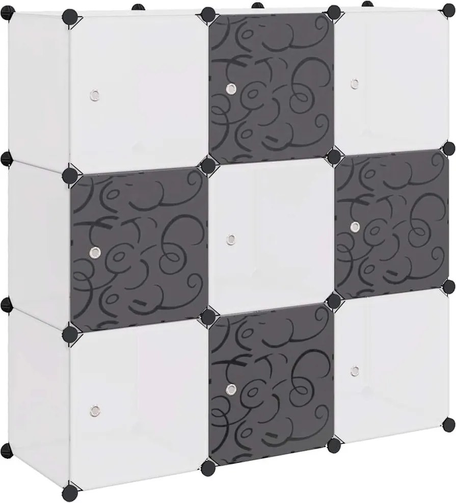 vidaXL fekete és fehér kocka alakú tároló 9 tárolórekesszel